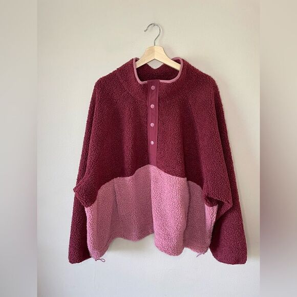 Old Navy Jackets & Blazers - Old Navy Fall Fleece Pullover Button Closure 100% Polyester Maroon/Pink Size 2X